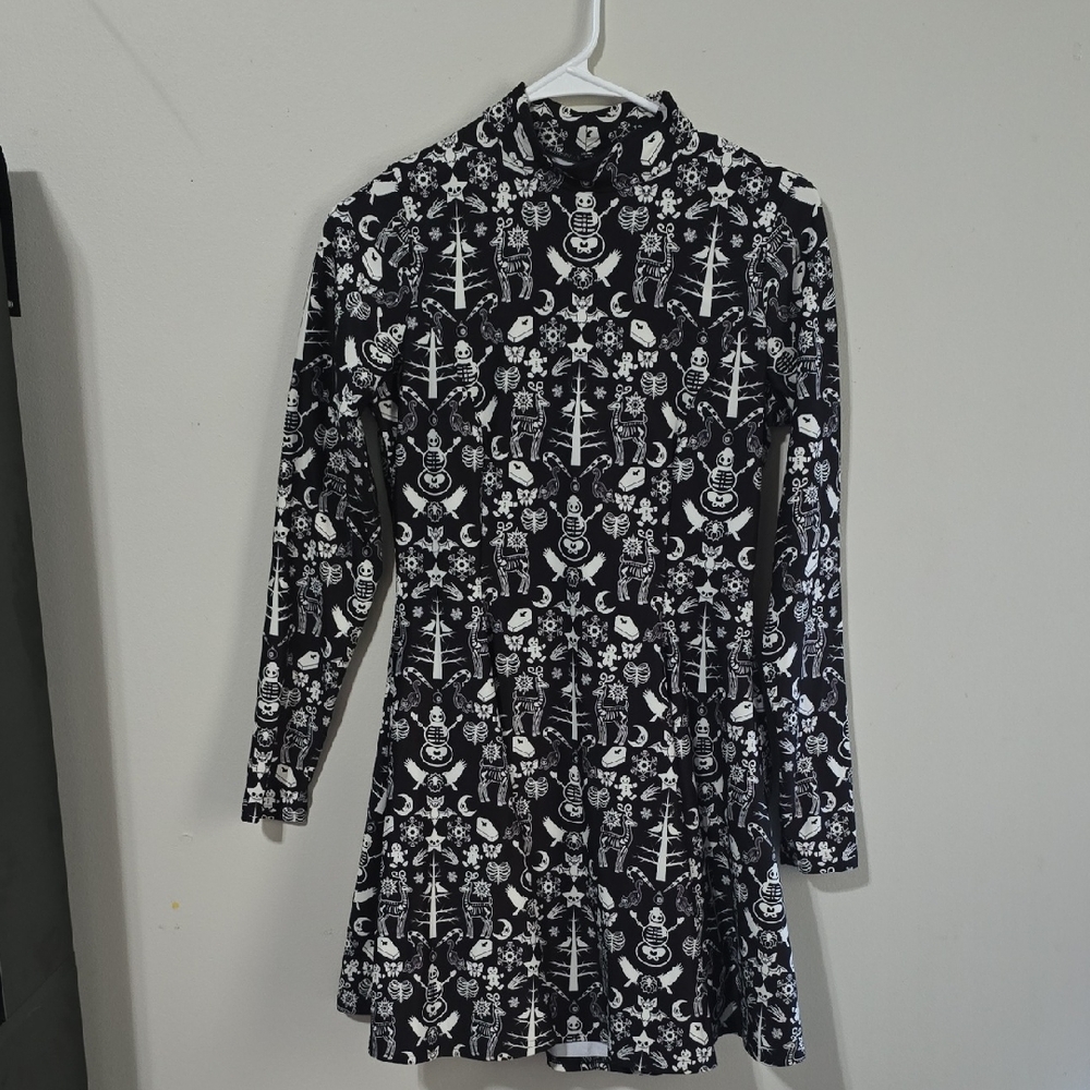 Black Milk Naughty List Long Sleeve Evil Skater Dress